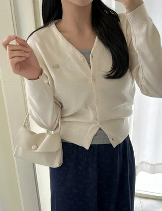 Cotton Spring Cardigan V-neck Knit Basic Merry Shop