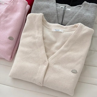 Cotton Spring Cardigan V-neck Knit Basic Merry Shop