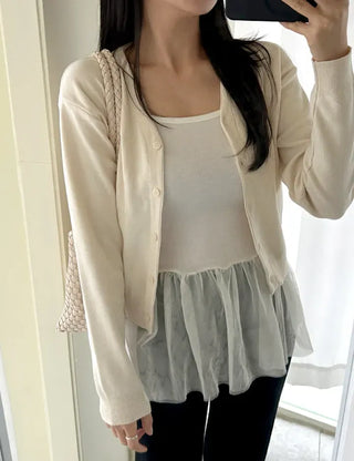 Cotton Spring Cardigan V-neck Knit Basic Merry Shop