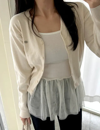 Cotton Spring Cardigan V-neck Knit Basic Merry Shop