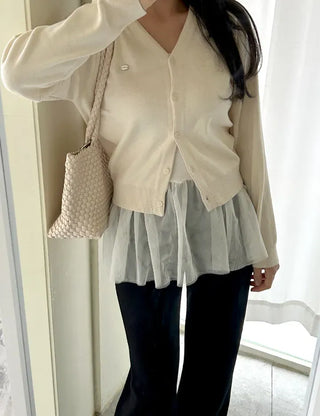 Cotton Spring Cardigan V-neck Knit Basic Merry Shop