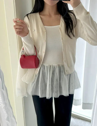Cotton Spring Cardigan V-neck Knit Basic Merry Shop