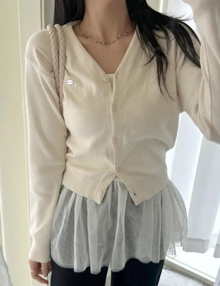Cotton Spring Cardigan V-neck Knit Basic Merry Shop