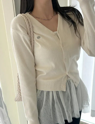 Cotton Spring Cardigan V-neck Knit Basic Merry Shop