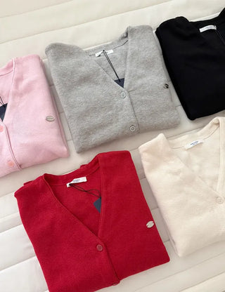 Cotton Spring Cardigan V-neck Knit Basic Merry Shop