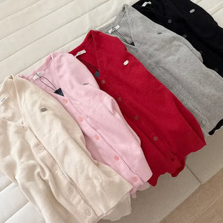 Cotton Spring Cardigan V-neck Knit Basic Merry Shop