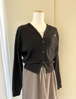 Cotton Spring Cardigan V-neck Knit Basic Merry Shop