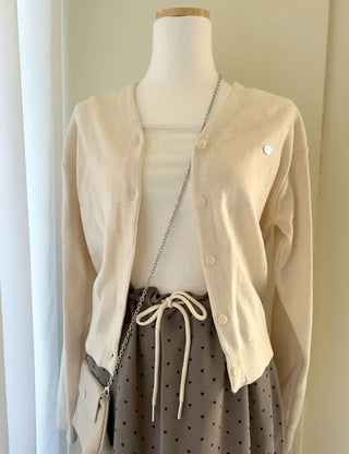 Cotton Spring Cardigan V-neck Knit Basic Merry Shop