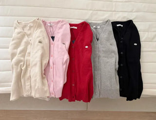 Cotton Spring Cardigan V-neck Knit Basic Merry Shop