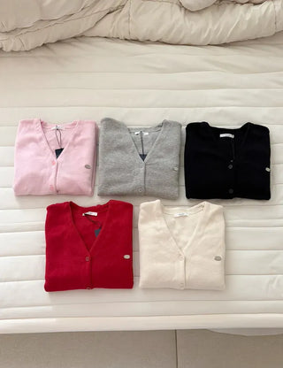 Cotton Spring Cardigan V-neck Knit Basic Merry Shop