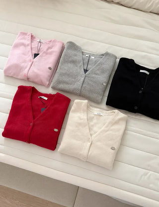 Cotton Spring Cardigan V-neck Knit Basic Merry Shop