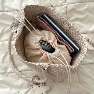 Weaving bag shoulder bag keyring inner bag set Bobusang large bag