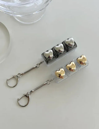 Metal Heart Keycap Keyholder Keyring Bag Charm