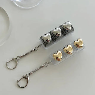 Metal Heart Keycap Keyholder Keyring Bag Charm