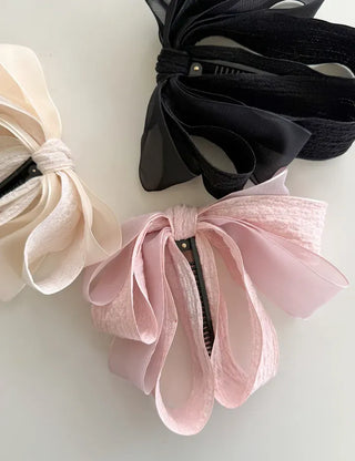Yoru big ribbon hair clip banana clip ponytail claw clip