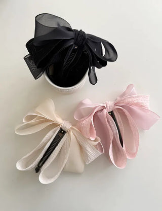 Yoru big ribbon hair clip banana clip ponytail claw clip