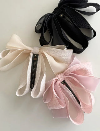 Yoru big ribbon hair clip banana clip ponytail claw clip