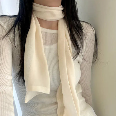 Chiffon muffler spring summer scarf see-through plain
