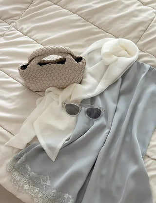 Chiffon muffler spring summer scarf see-through plain