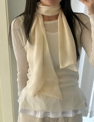 Chiffon muffler spring summer scarf see-through plain