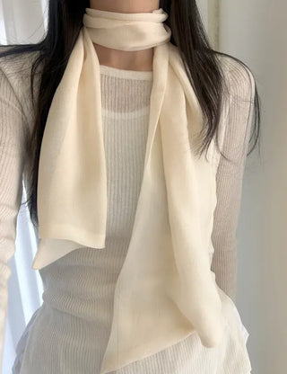 Chiffon muffler spring summer scarf see-through plain