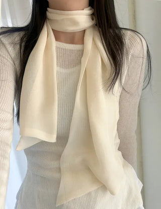 Chiffon muffler spring summer scarf see-through plain