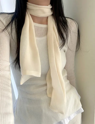 Chiffon muffler spring summer scarf see-through plain