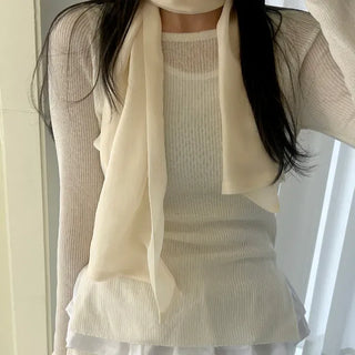 Chiffon muffler spring summer scarf see-through plain