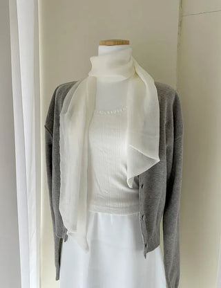 Chiffon muffler spring summer scarf see-through plain