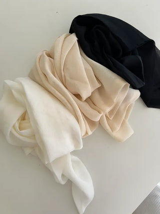Chiffon muffler spring summer scarf see-through plain