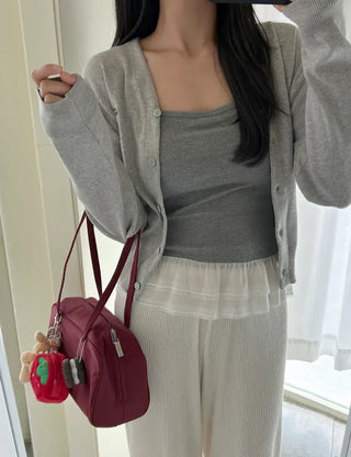 Built-in cup lace sleeveless layered summer ribbed