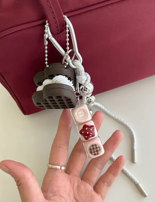 Heart Waffle Clicker Keyholder Keycap Bag Keyring