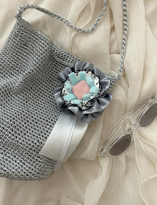3 Types Rosette Keyholder, Ribbon Keyring, Brooch, Bag Charm
