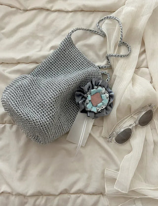 3 Types Rosette Keyholder, Ribbon Keyring, Brooch, Bag Charm
