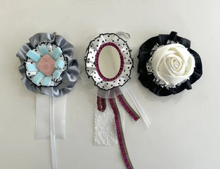 3 Types Rosette Keyholder, Ribbon Keyring, Brooch, Bag Charm
