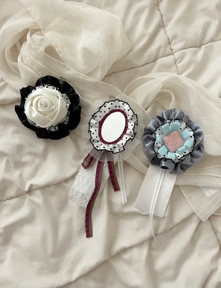 3 Types Rosette Keyholder, Ribbon Keyring, Brooch, Bag Charm