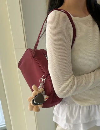 Box nylon shoulder bag square zipper daily bag