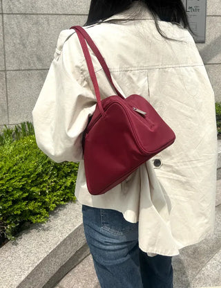 Box nylon shoulder bag square zipper daily bag
