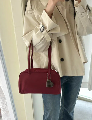 Box nylon shoulder bag square zipper daily bag