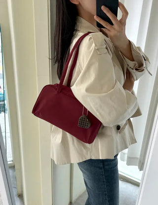 Box nylon shoulder bag square zipper daily bag