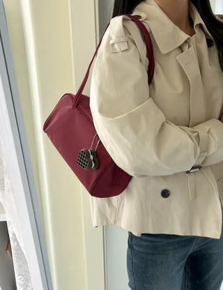 Box nylon shoulder bag square zipper daily bag