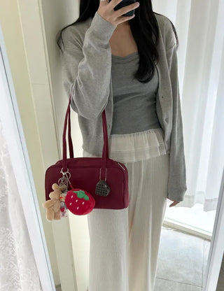 Box nylon shoulder bag square zipper daily bag