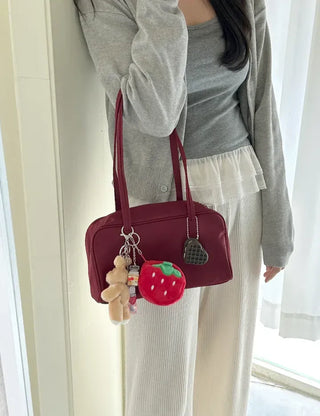 Box nylon shoulder bag square zipper daily bag
