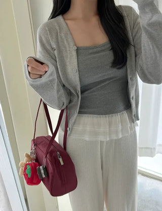 Box nylon shoulder bag square zipper daily bag