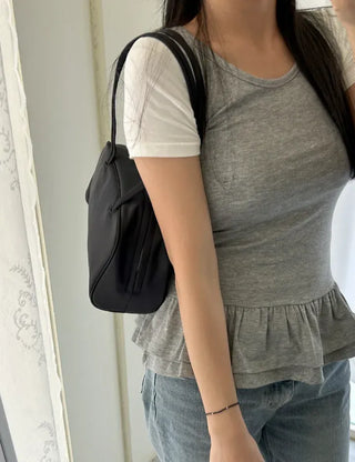 Box nylon shoulder bag square zipper daily bag