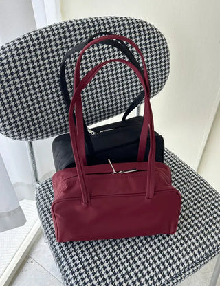 Box nylon shoulder bag square zipper daily bag