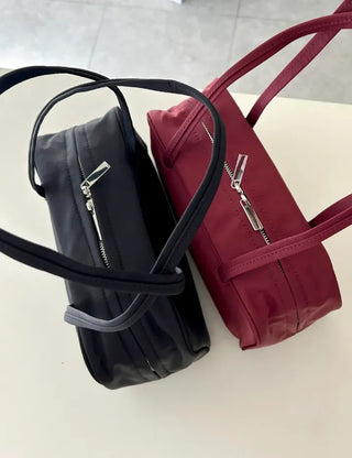 Box nylon shoulder bag square zipper daily bag