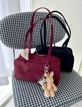 Box nylon shoulder bag square zipper daily bag