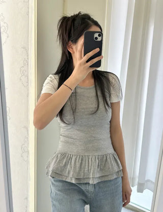 Tiered frill sleeveless t-shirt layered tank top