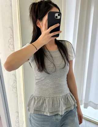 Tiered frill sleeveless t-shirt layered tank top